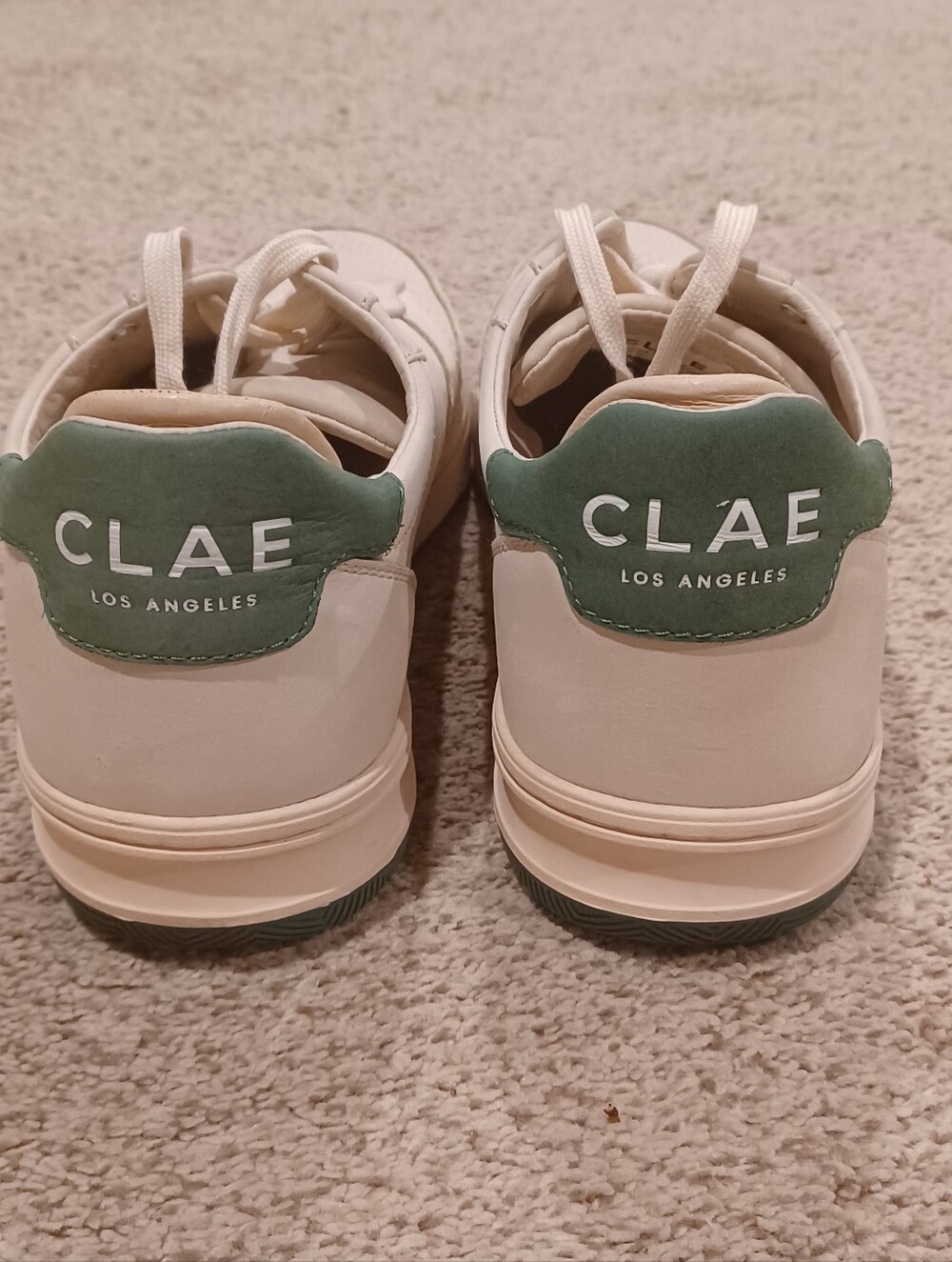CLAE Malone "Apple" Vegan Sneakers in the off-white and dark green. Size 8 - Picture 6 of 9